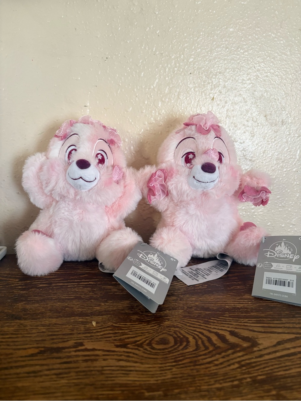 NEW Disney Store Japan Chip & Dale Sakura Plush Set 7 1/4” Pink Cherry Blossom